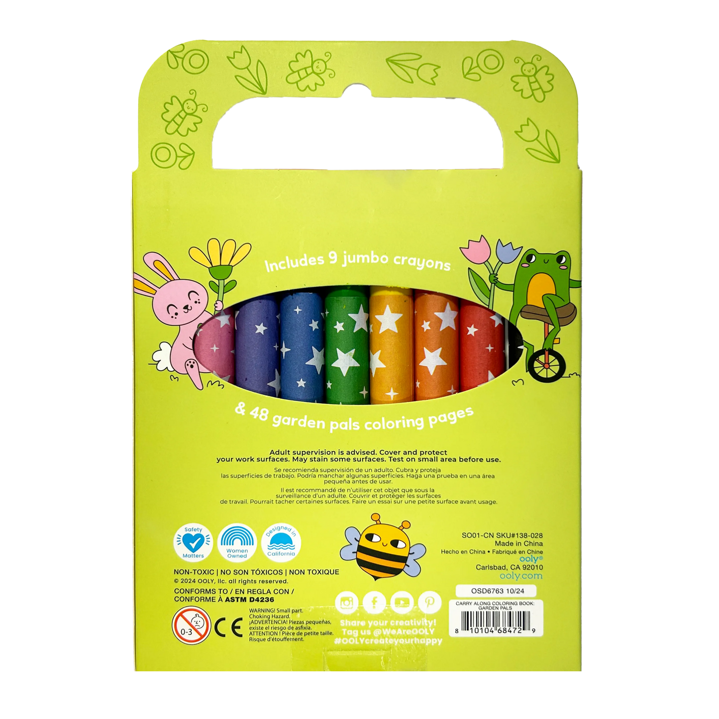 Carry Along! Coloring Book and Crayon Set - Garden Pals - Set of 9 Crayons