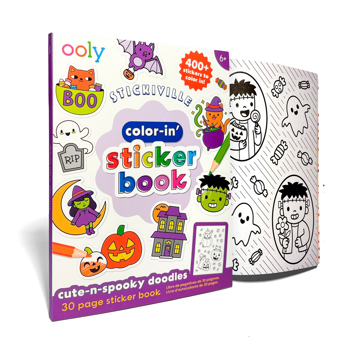 Stickiville Color-In' Sticker Book - Cute-N-Spooky Doodles - 400+ Stickers