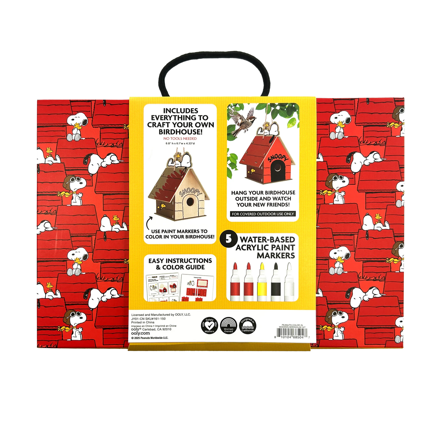 OOLY x Peanuts Color-in Wooden Birdhouse Kit - 5 Paint Markers