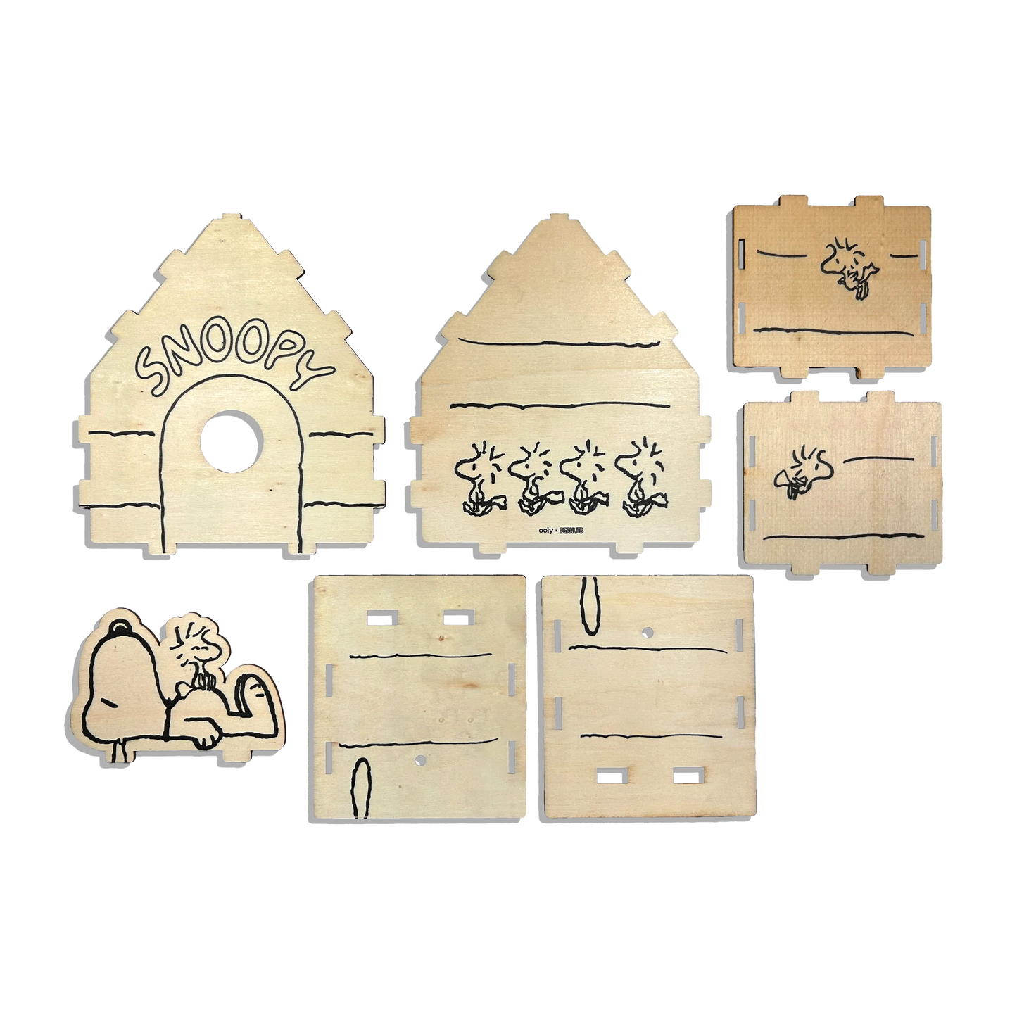 OOLY x Peanuts Color-in Wooden Birdhouse Kit - 5 Paint Markers