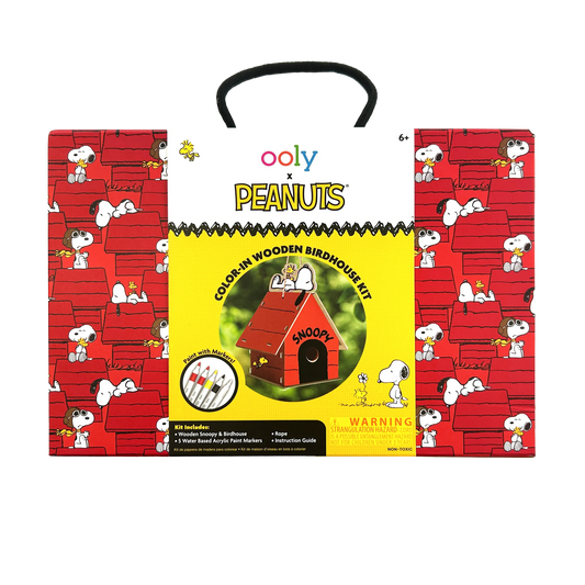 OOLY x Peanuts Color-in Wooden Birdhouse Kit - 5 Paint Markers