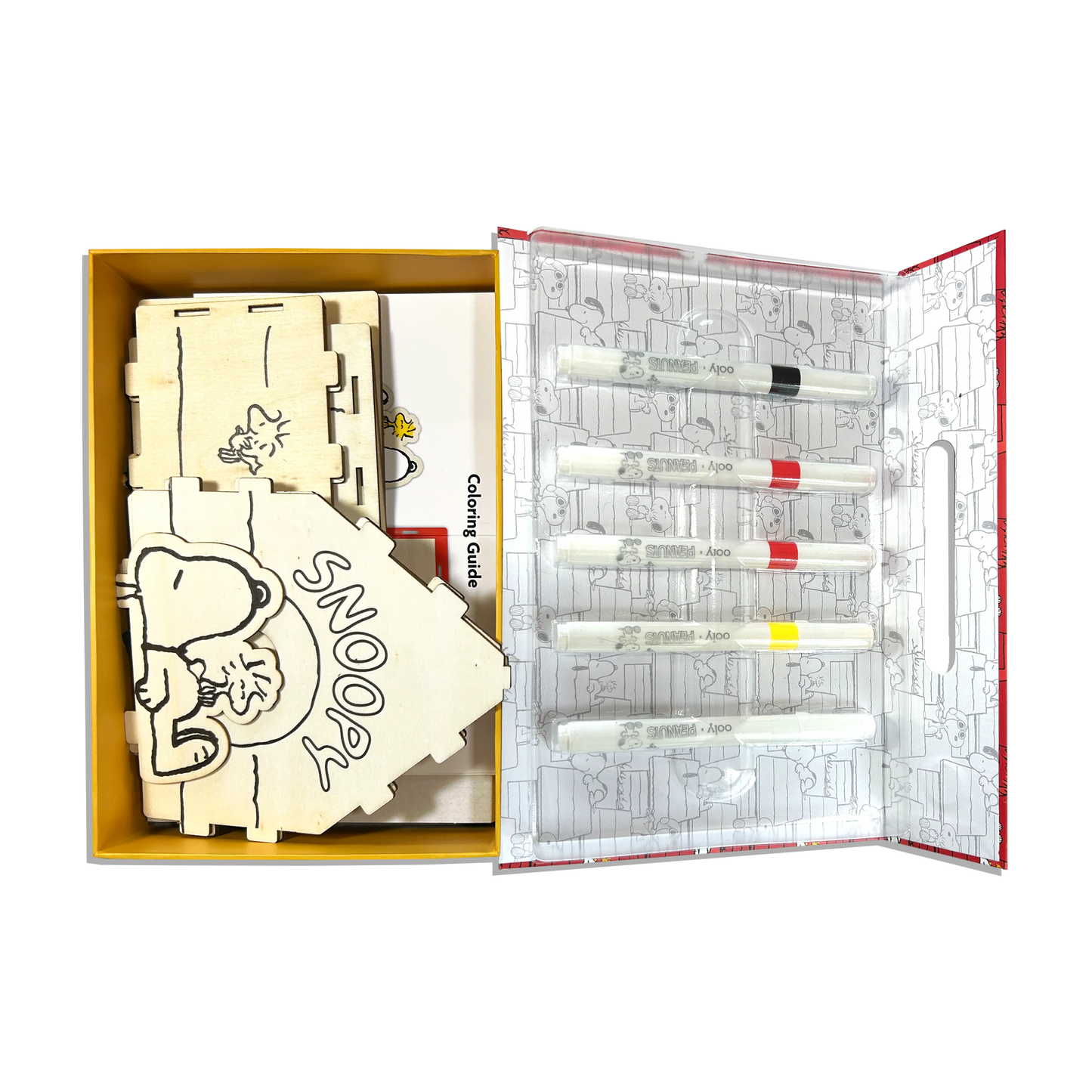 OOLY x Peanuts Color-in Wooden Birdhouse Kit - 5 Paint Markers