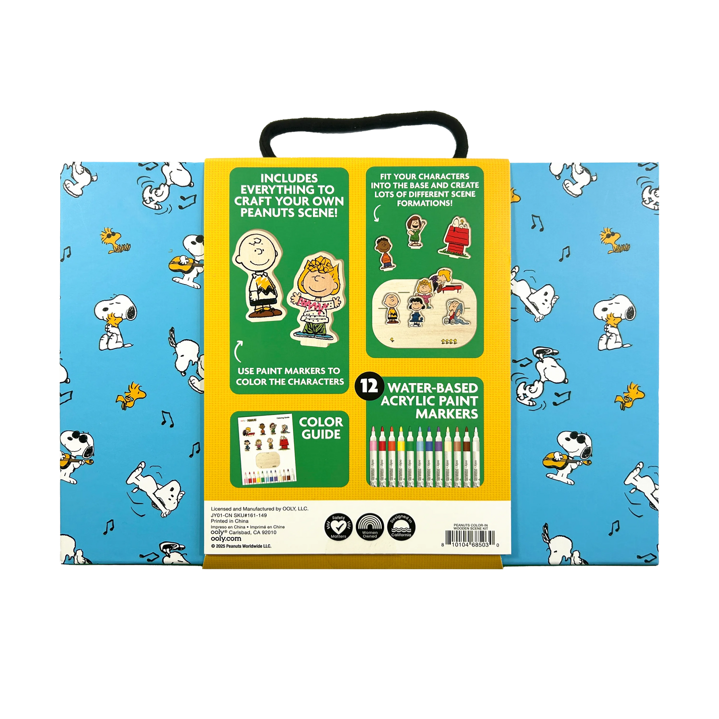 OOLY x Peanuts Color-In Wooden Scene Kit - 12 Paint Markers