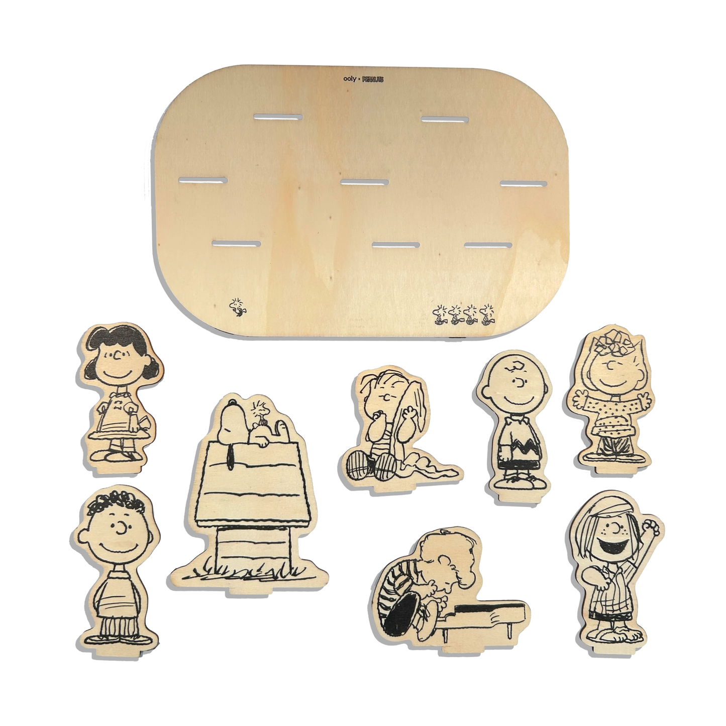 OOLY x Peanuts Color-In Wooden Scene Kit - 12 Paint Markers