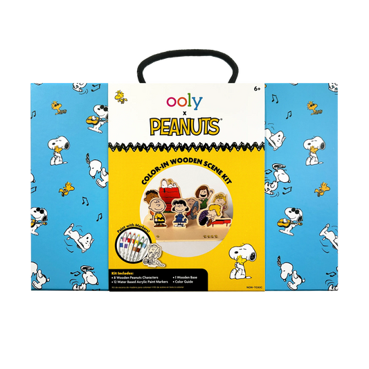 OOLY x Peanuts Color-In Wooden Scene Kit - 12 Paint Markers