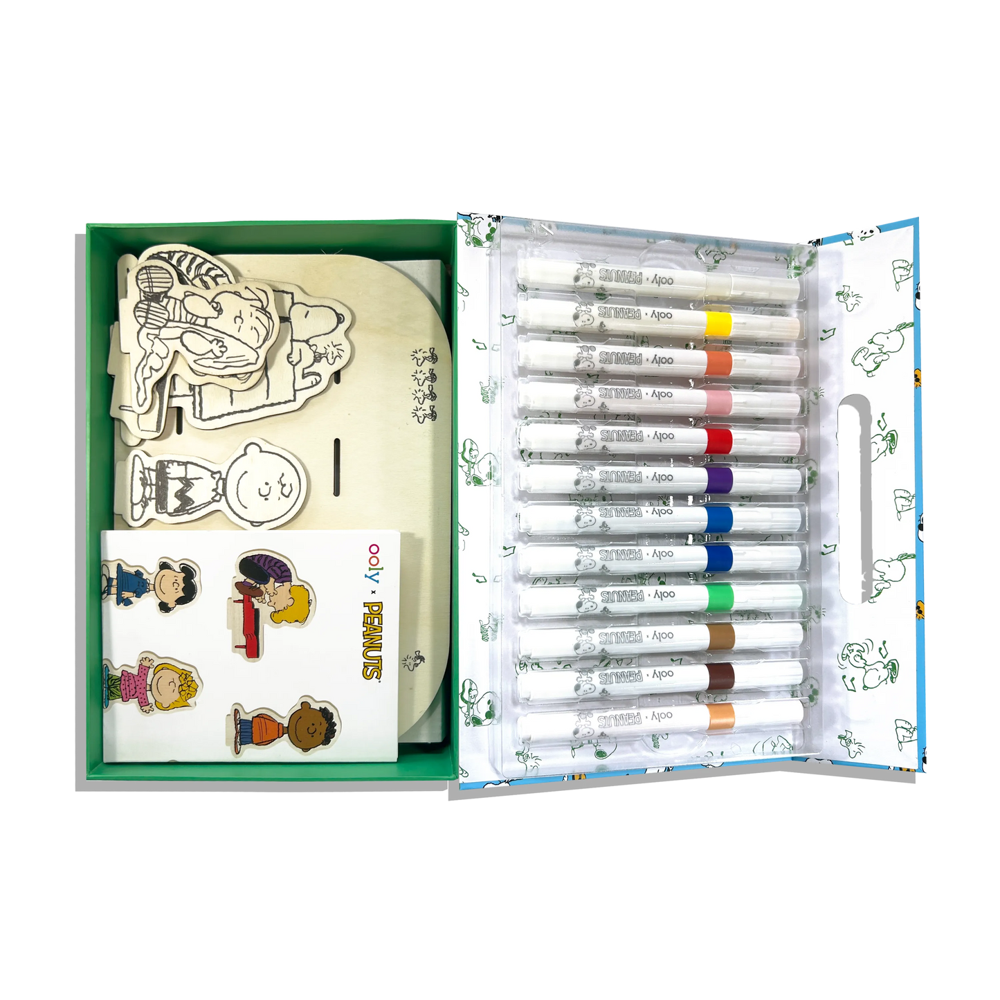 OOLY x Peanuts Color-In Wooden Scene Kit - 12 Paint Markers