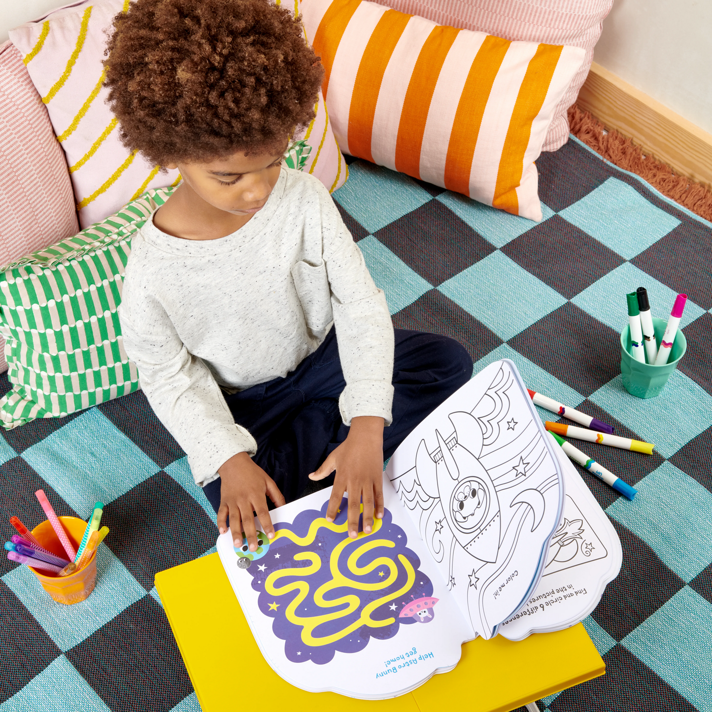 Playful Pages Activity Book - Games Coloring Stickers - Pets in Space