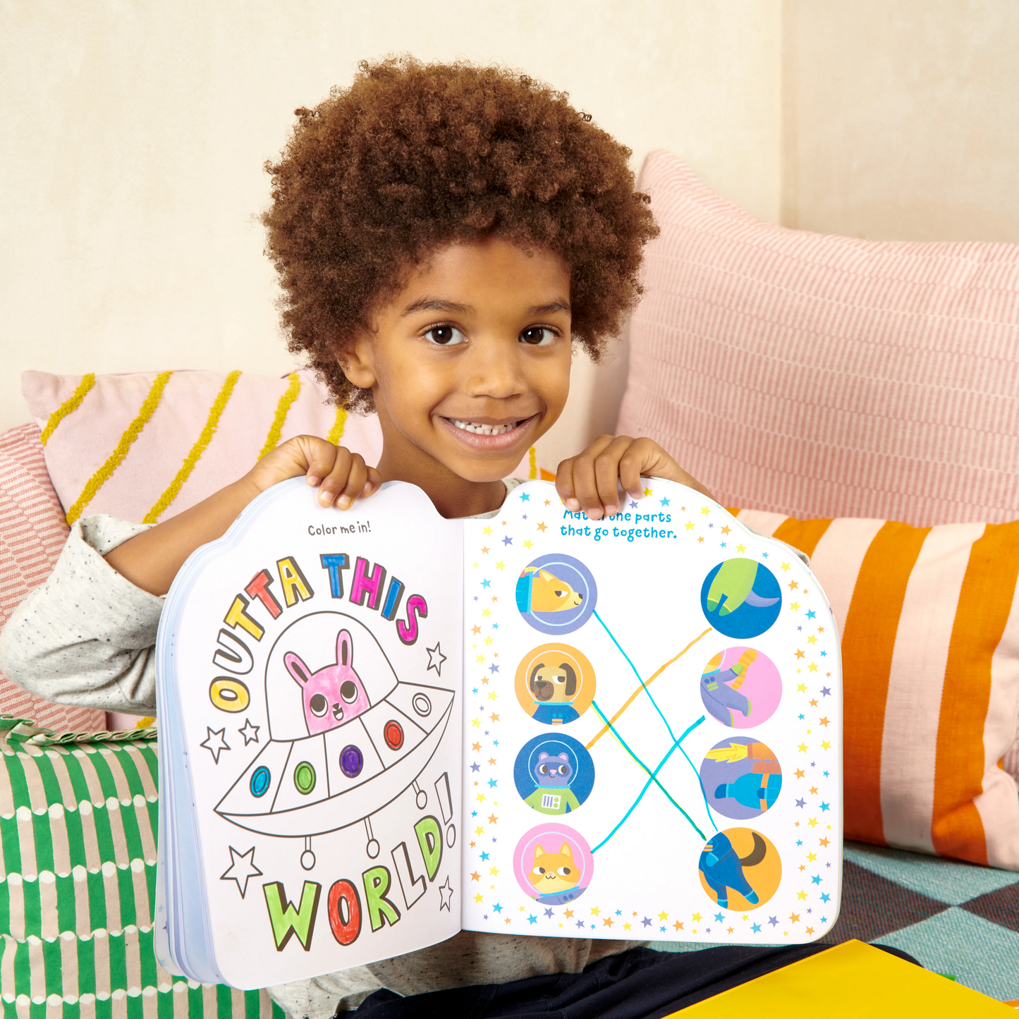 Playful Pages Activity Book - Games Coloring Stickers - Pets in Space