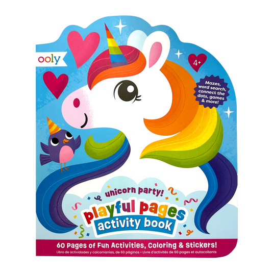 Playful Pages Activity Book - Games Coloring Stickers - Unicorn Party!