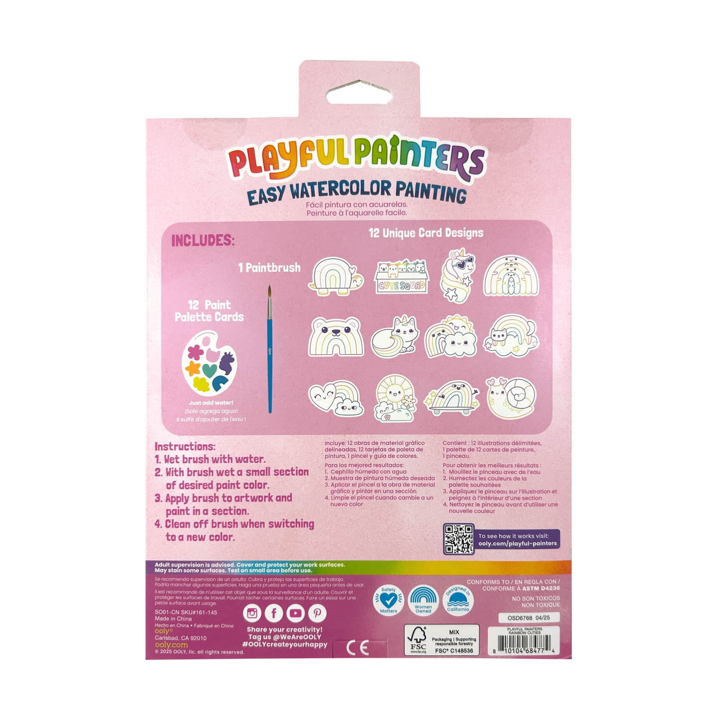 Playful Painters Easy Watercolor Painting Kit - Rainbow Cuties