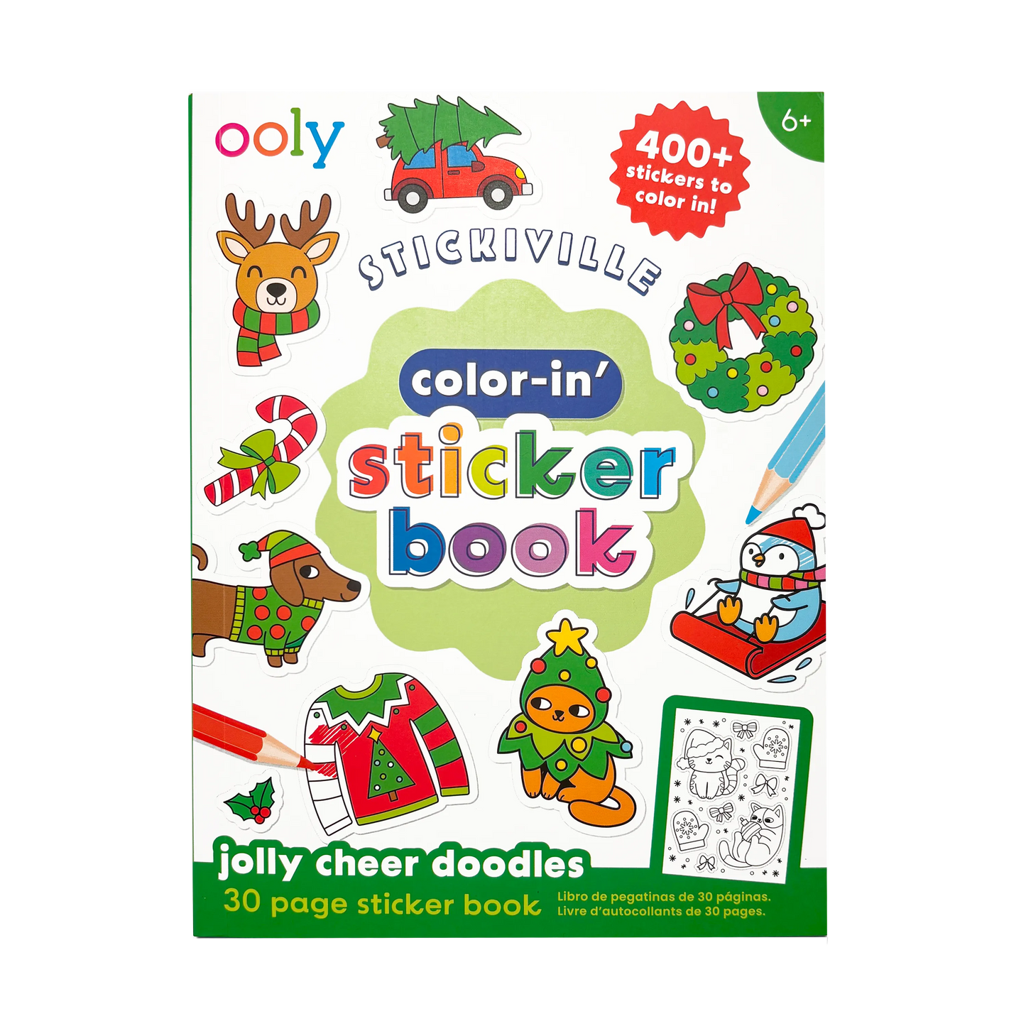 Stickiville Color-In' Sticker Book - Jolly Cheer Doodles - 400+ Stickers