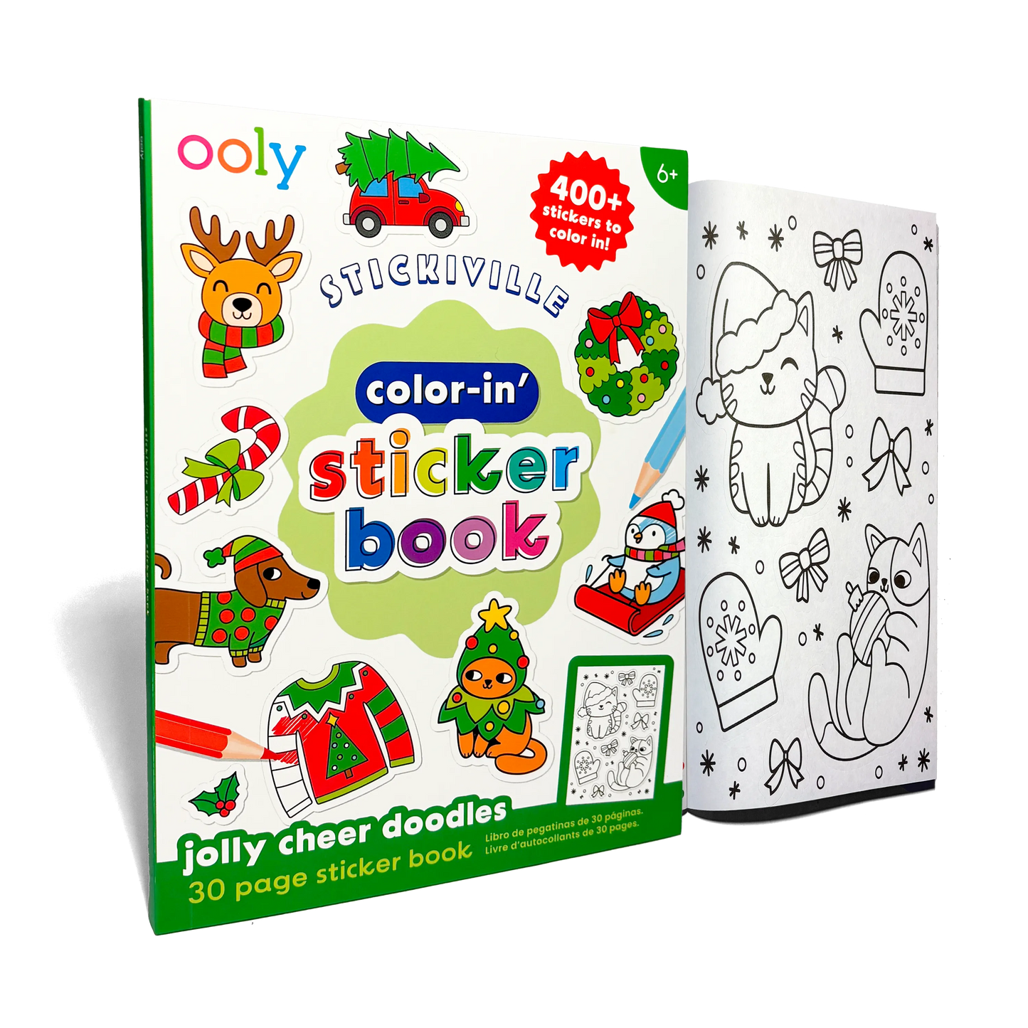 Stickiville Color-In' Sticker Book - Jolly Cheer Doodles - 400+ Stickers