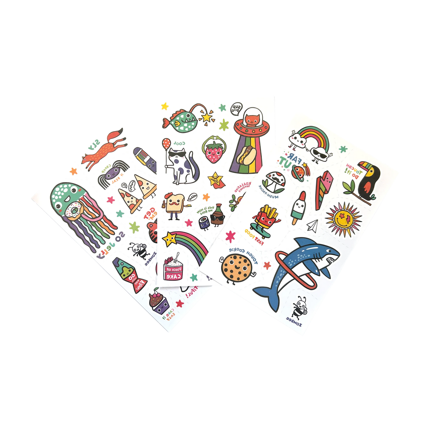 Tattoo-Palooza Glow in the Dark Temporary Tattoos - Bright & Funny - 3 Sheets