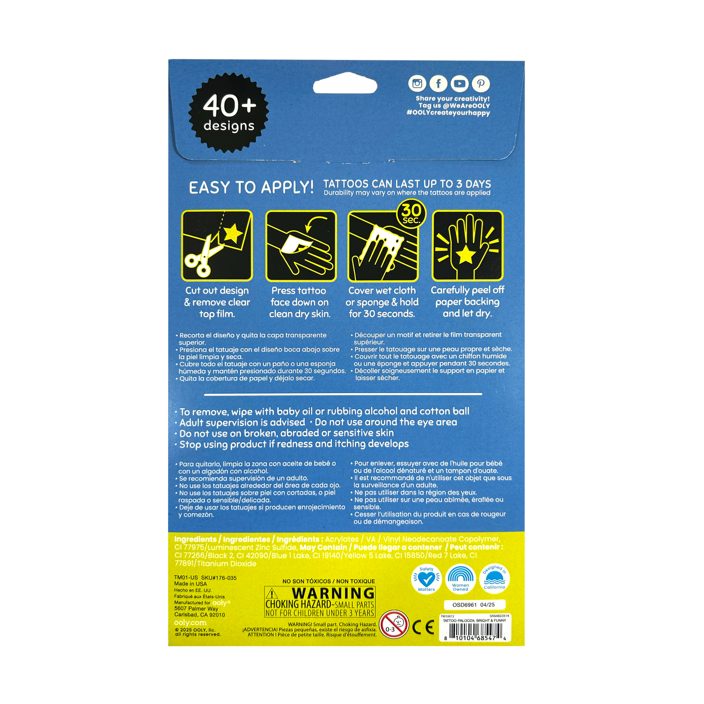 Tattoo-Palooza Glow in the Dark Temporary Tattoos - Bright & Funny - 3 Sheets