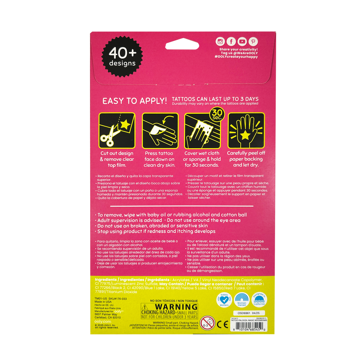 Tattoo-Palooza Glow in the Dark Temporary Tattoos - Magic Moonbeams - 3 Sheets