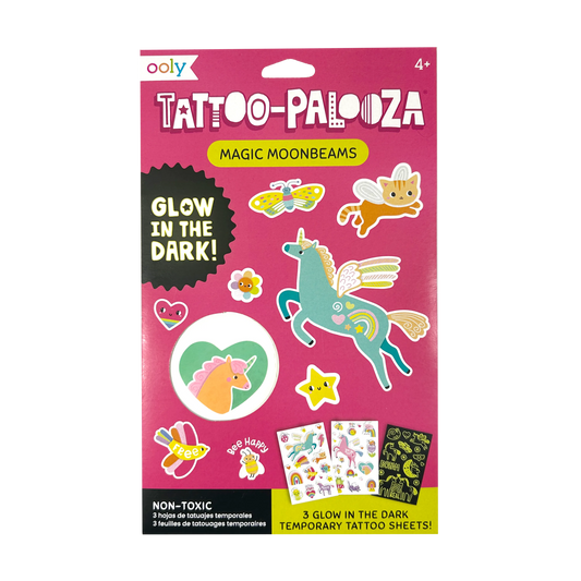 Tattoo-Palooza Glow in the Dark Temporary Tattoos - Magic Moonbeams - 3 Sheets